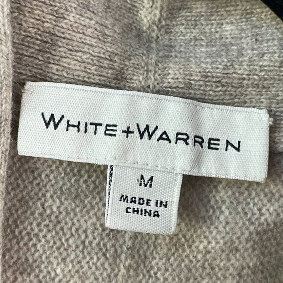 White + Warren Womens Medium Tan Button Up 100% Cashmere Cardigan Sweater - Picture 5 of 11